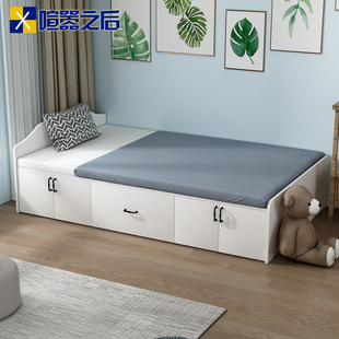高箱储物床带抽屉1米单人床小户型板式床气动上翻床1.5米CH-223