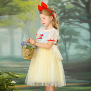 白雪公主裙女童洋气夏季短袖连衣裙儿童艾莎童话风小女生礼服