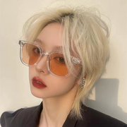 韩版透明茶色方框太阳镜女高级感网红圆脸，显瘦小红书同款个性墨镜