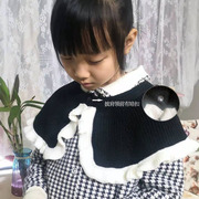 黑色装饰假领子配外套大翻领，韩版白色荷叶，边毛线领儿童娃娃小披肩