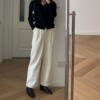 冬装法式优雅简约灯芯绒，白色中高腰休闲裤，直筒裤0.57kg
