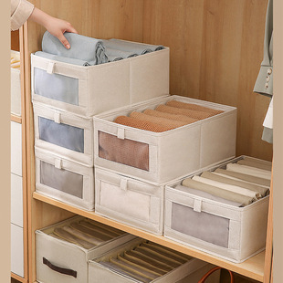 品质帆布衣柜衣服盒透视抽屉式布艺收纳箱家用箱可视窗衣柜收纳箱