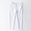 休闲裤亚麻长裤时尚水洗薄款透气纯色通用白色，系带男士潮流裤子