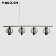 马斯登现代简约创意艺术吊灯，半光黑长吊灯，长桌餐厅灯设计师同款