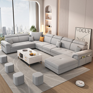 现代简约布艺沙发网红奶油风，棉麻家用客厅大中小户型转角沙发组合