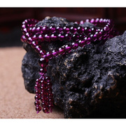 天然玫红紫牙乌石榴石，多层108颗佛珠，手链5mm女款