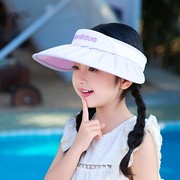 女童防晒帽子2024儿童太阳帽女款可扎马尾，女孩夏季户外遮阳帽