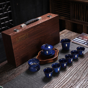 哥窑冰裂茶壶开片可养瓷器泡茶杯高端功夫侧把茶具套装家用奢华礼