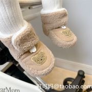 冬季加厚新生婴儿鞋宝宝软胶底学步鞋保暖3-6-12个月防掉加绒棉鞋