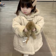 韩国童装女童棉服冬装外套2023洋气加厚两面穿儿童羊羔绒棉衣