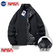 NASA联名双面穿立领夹克男潮流vintage复古休闲上衣街头春秋外套