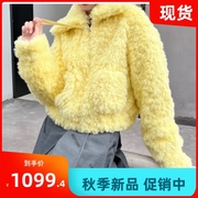RU90105270原1999REVAN芮范国内2022冬款黄色羊羔绒短外套