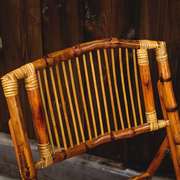 便携式室外椅子折叠凳子，靠背椅老式竹编家用复古藤编户外花园.