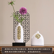 铁艺陶瓷摆件新中式现代轻奢陶花盆，铁艺组合花架
