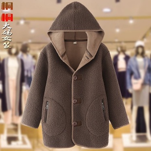 中长款连帽棉衣大码女装中老年防寒棉服冬装妈妈显瘦颗粒绒外套女