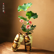 景德镇陶瓷花瓶特大号插花器皿，中式花艺斑纹黄花瓶(黄花瓶)复古摆件桌面