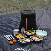 LTHW旅腾 户外餐具便携背包套装公园野营地席野餐盒碗盘杯筷勺304