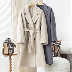 柜3w+纯手工缝制羊毛驼绒，秋冬双面呢保暖立体廓形双排扣呢大衣女