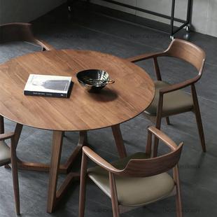 轻奢实木圆餐桌椅组合圆形茶客，餐厅咖啡饭馆，一桌四椅北欧家民宿风