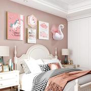 北欧儿童房装饰画女孩公主房间卧室床头背景墙挂画创意壁画粉色