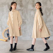 女童连衣裙春装2023洋气，时髦秋冬长袖，加厚衬衫裙韩版儿童裙子