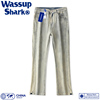 Wassup Shark美式高街黄泥牛仔裤男女同款复古水洗修身微喇休闲裤