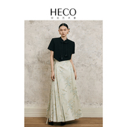 HECO金丝青竹新中式改良马面裙女装夏季国风金丝竹高腰半身裙