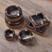 泰国实木篾编烟灰缸创意烟灰缸东南亚手工艺品装饰烟灰缸