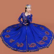 新疆舞蹈演出服女式高定款手工刺绣亮片裙子维族舞720舞台半身裙