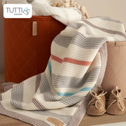 新生婴儿针织毛毯纯棉北欧ins风保暖粗毛线空调毯子盖抱四季通用