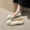 女鞋2023年春秋季时尚方头浅口软底皮鞋平跟粗跟工作女士单鞋
