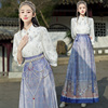 新中式马面裙改良紫色半身，盘扣提花立领，七分短袖衣春夏季日常女装