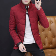 冬季外套男士立领棉衣，韩版潮本命年红色袄，子短款加厚保暖羽绒棉服