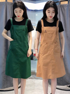 拼接假两件短袖连衣裙女2023夏季新韩版时尚气质，背带裙中长款裙子