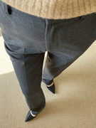 春季加长款深灰色西裤ol裤子，高个子(高个子)显瘦直筒女裤垂感高腰职业裤女
