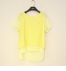夏款 法国品牌沐L 黄色雪纺拼接套头简约短袖上衣t恤女1280402
