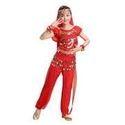 高档高档短袖雪纺裤，儿童印度印度舞舞蹈服装，女演出服少儿新疆