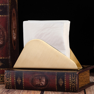 黄铜餐巾纸架创意纸巾架托西餐厅立式纸巾座中式纸巾夹定制LOGO