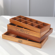 zakka复古桌面收纳木盒木质，多肉花盆12格分，格盒首饰杂货整理盒子