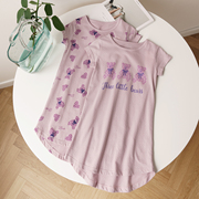 可爱小熊紫色睡裙亲子母女装，女童纯棉a类空调，房睡裙短袖家居裙子