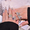 原创设计时尚拼色宝石戒指女925纯银钻戒欧美潮流流行饰品