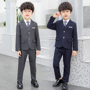 男童三件套装西服花童宝宝洋气韩版条纹小西装礼服马甲钢琴演出服