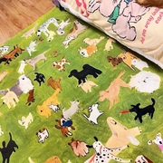地毯床前毯客厅绿色可爱狗狗，床边毯儿童房卧室，边毯可定制裁剪地垫
