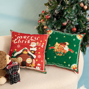 卡通圣诞节庆祝装饰pp棉抱枕家用客厅，沙发靠垫红色床头枕芯耐磨罩