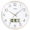 Timess液晶显示万年历挂钟客厅卧室圆形钟表家用免打孔时钟时尚创