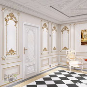 法式石膏线壁纸美容院，卧室客厅电视沙发背景墙布，墙纸2023网红