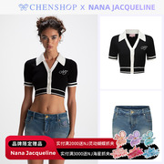 Nana Jacqueline时尚简约舒适针织短袖短开衫CHENSHOP设计师品牌