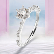 兰珂 白18K金钻石戒指钻戒30分50分布洛妮订结婚求婚戒指女定制