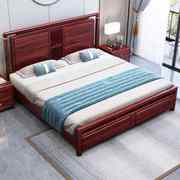 红木床双人床新中式非洲黑檀木主卧大床黑酸枝木家具实木床全