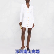 2021秋季短裙中腰气质通勤针织包臀裙纯色白色连衣裙欧美时尚